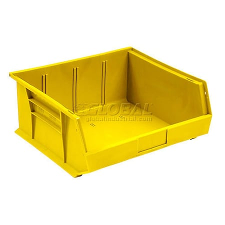 Global Industrial Hang & Stack Storage Bin, Plastic, Yellow, 5 in H, 11 in W 269685YL
